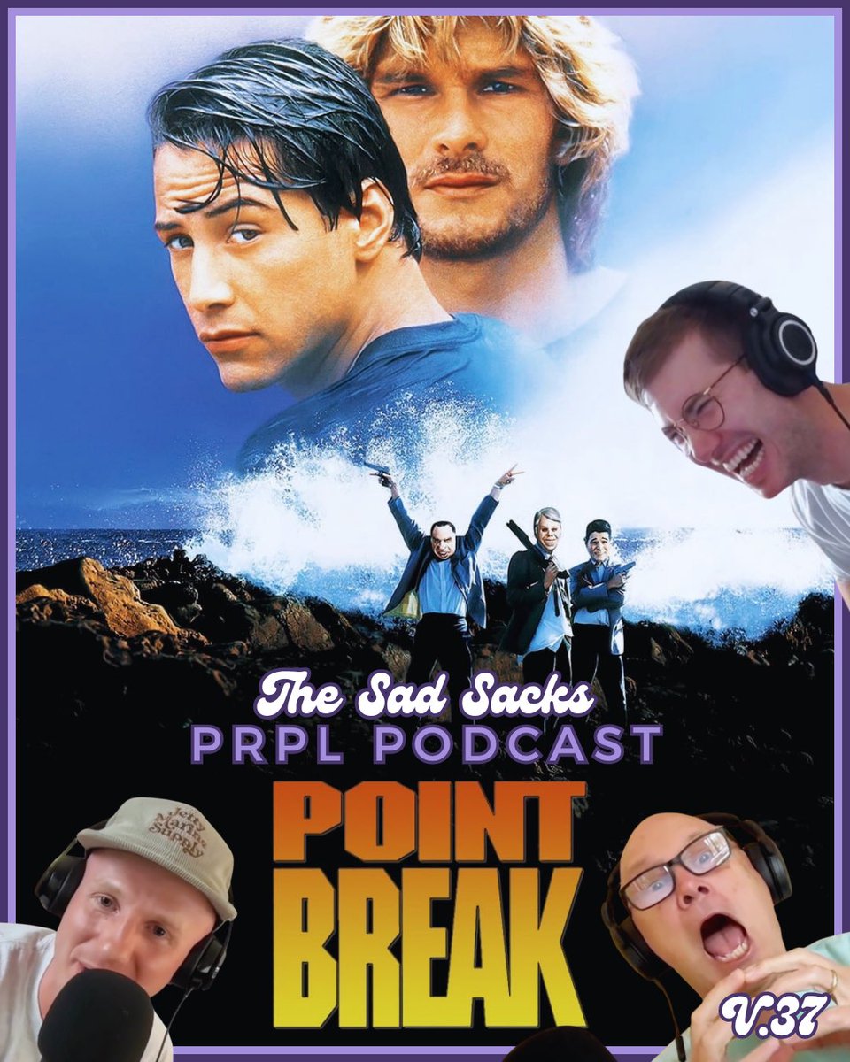 prplpodcast's tweet image. "If you want the ultimate, you've got to be willing to pay the ultimate price."🌊🏄‍♂️

The Sad Sacks are back with a brand new episode of the PRPL Podcast—this time diving into the 1991 surfer-heist cult classic ‘Point Break’.

#FilmReview #MoviePodcast #pointbreak #keanureeves