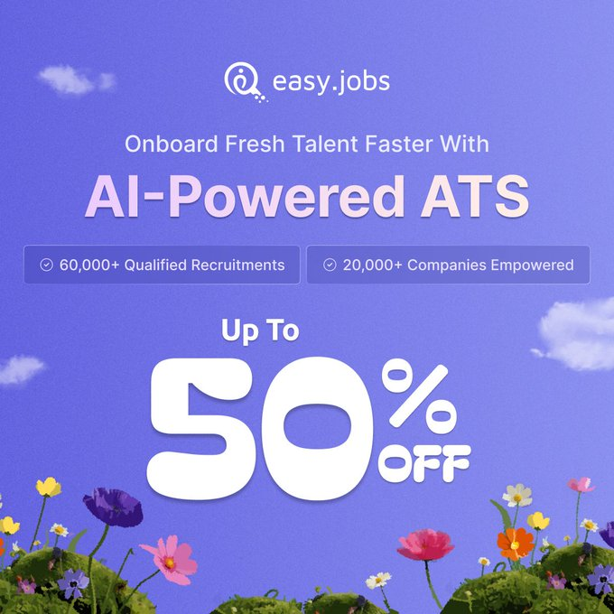 GoEasyJobs's tweet photo. A messy, slow #hiring process blocks your company's growth. ⏳

Upgrade your recruitment this spring. Save up to 50% on https://t.co/PnUcoSMWzR PRO or grab a Lifetime Deal. Use AI screening to find &amp; hire your dream team faster.

Claim the deal 👇 https://t.co/Xlr8y6Cqpe 
#ATS https://t.co/9gL3xAr6Az