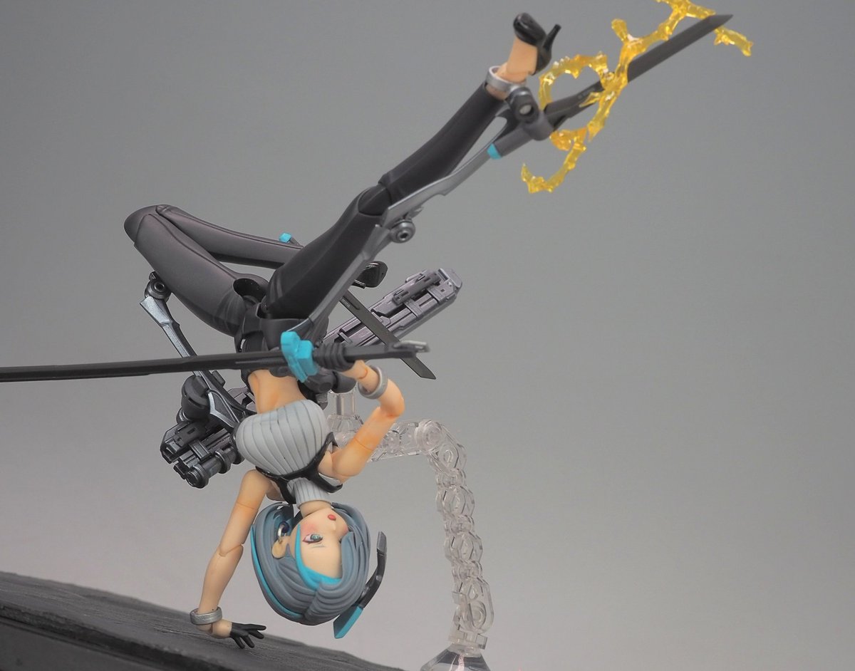 以下設定
本機のベースは、裏メガミバトルと呼ばれる違法な行業を摘発する為、警察や警備会社等に向けて開発、提供されたメガミであり、一般流通の無い特殊機体である。通常よりも本体スペックが高く、本個体は外付けのレッグパワードスーツとバイクにより、機動力に特化したカスタムモデルとなる。