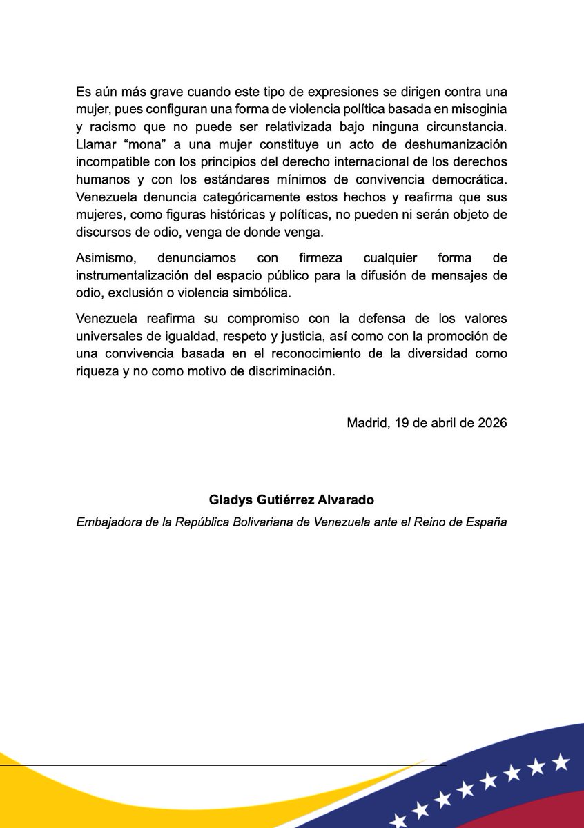 Embajada de Venezuela en España tweet media