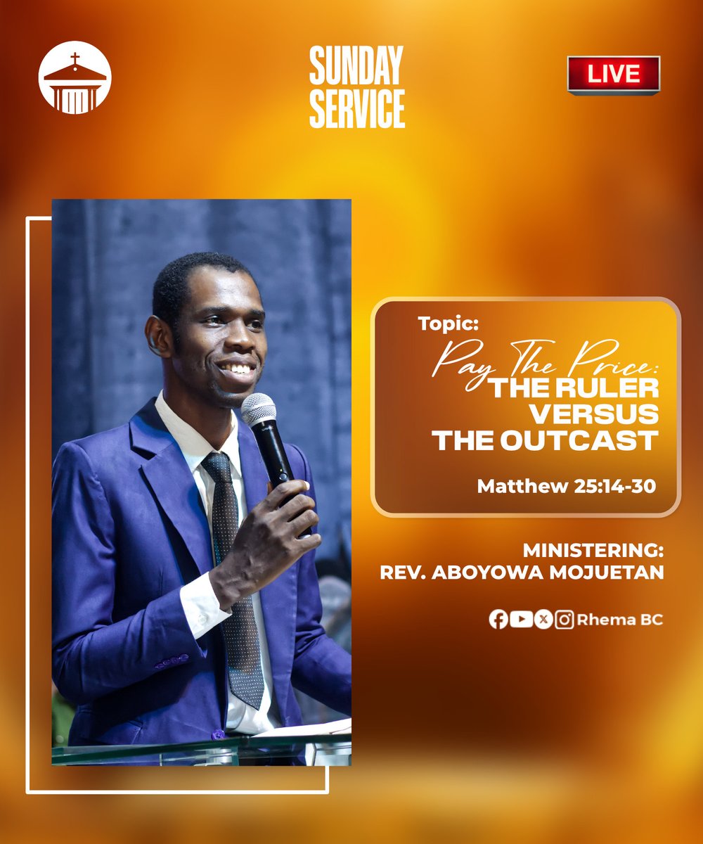 rhemabc's tweet photo. Beloved!
We invite you to listen to the powerful audio message "𝐏𝐚𝐲 𝐓𝐡𝐞 𝐏𝐫𝐢𝐜𝐞: 𝐓𝐡𝐞 𝐑𝐮𝐥𝐞𝐫 𝐕𝐬. 𝐓𝐡𝐞 𝐎𝐮𝐭𝐜𝐚𝐬𝐭 " with Rev. Aboyowa Mojuetan.
Take the time to listen and be truly blessed.

https://t.co/vyLgKd1ivU

#RhemaBC #AudioMessage
#ShiningForth2026 https://t.co/rbTmC5p5v6