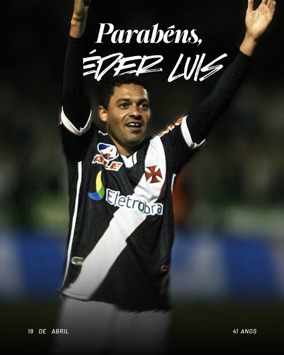 Um dos jogadores que mais vestiram a camisa do Vasco no século XXI, autor do gol do título da Copa do Brasil de 2011 e campeão carioca em 2016! 🏆💢

Hoje, Éder Luís completa mais um ano de vida. Parabéns! 🎉🥳

#VascoDaGama