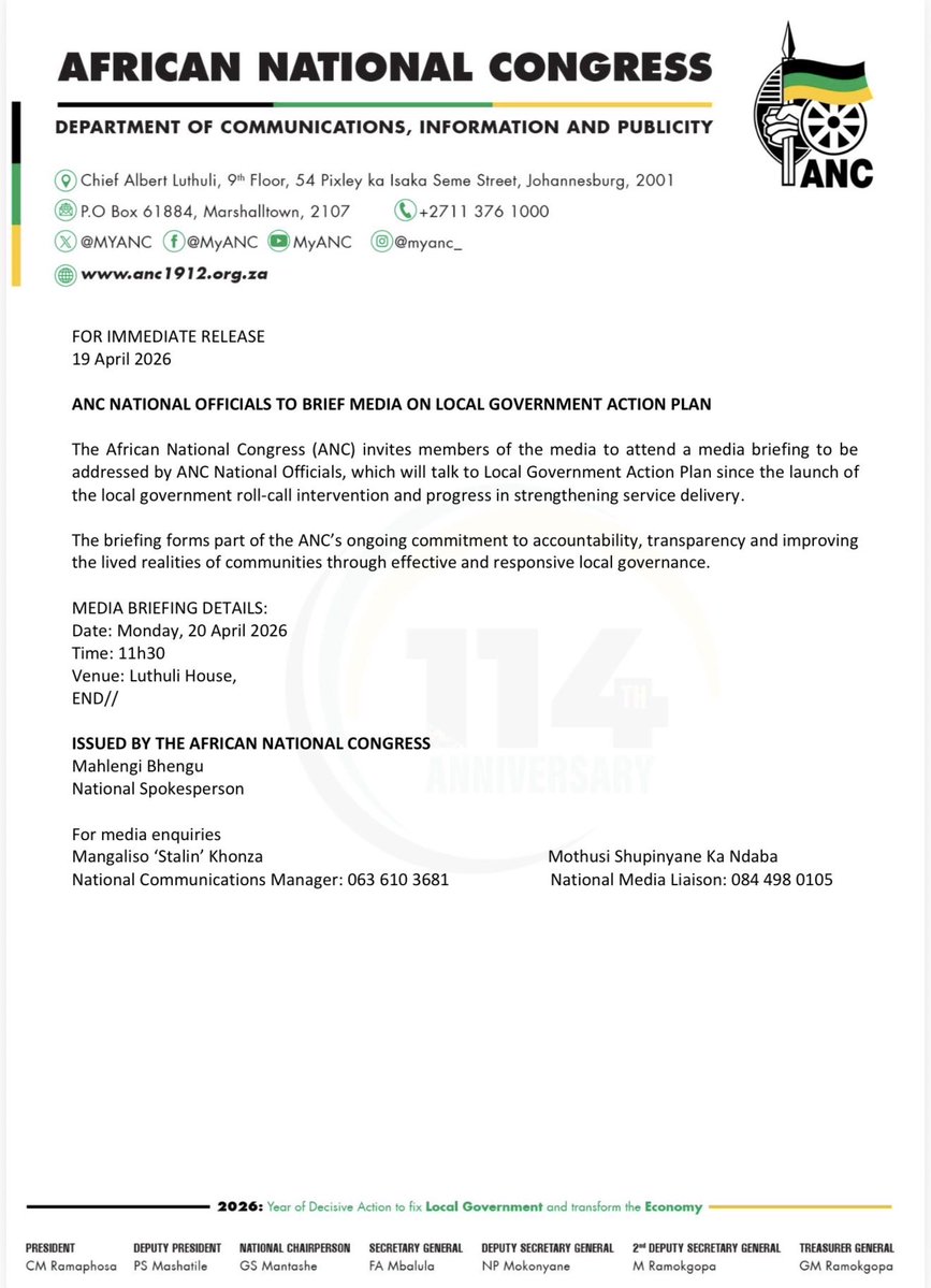ANC SECRETARY GENERAL | Fikile Mbalula tweet media