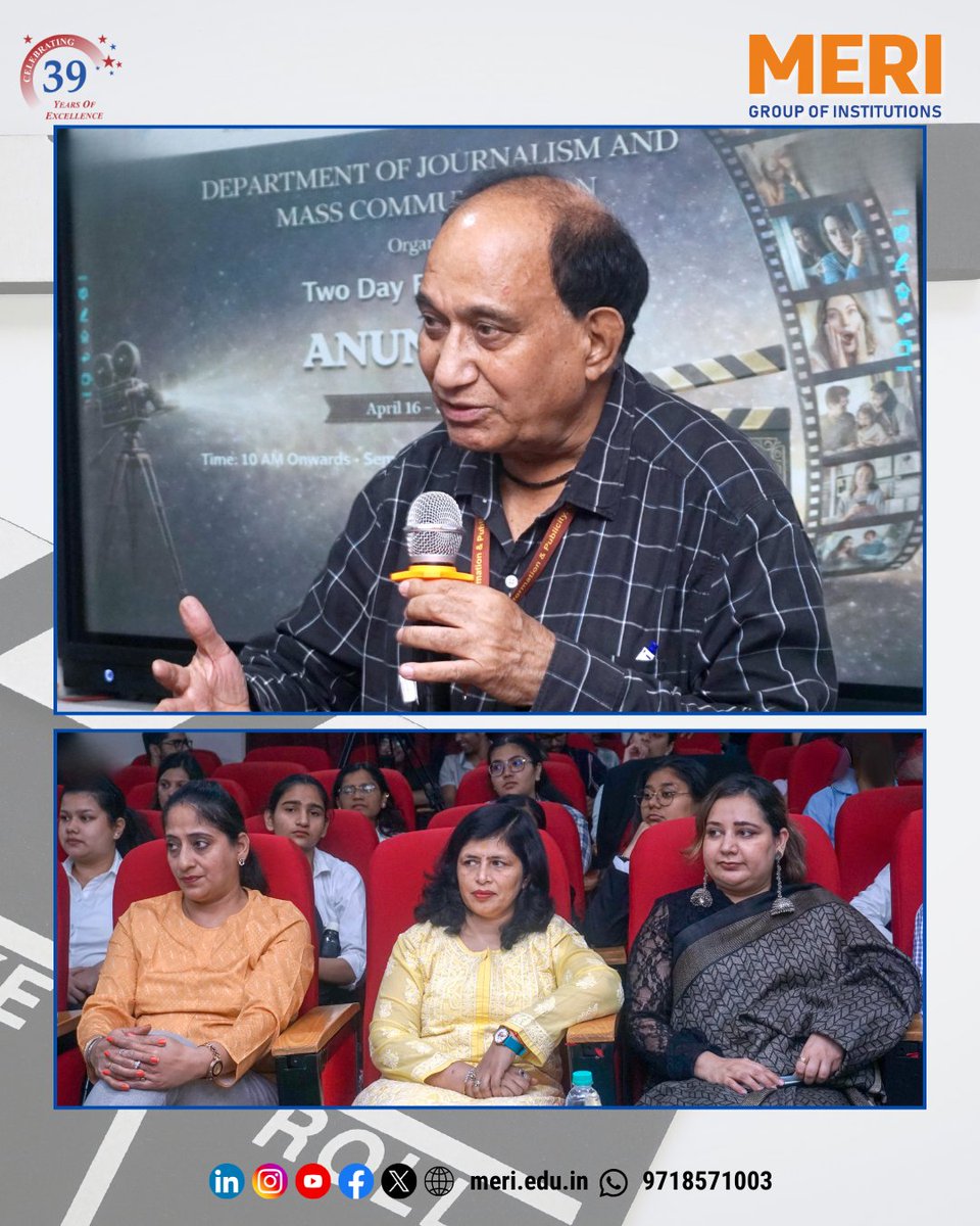 meri_college's tweet image. Day 1 of MERI Film Festival featured student short films from across India, showcasing creativity and diverse perspectives.
Insights from Chander Mohan Sharma and Dr. Mahesh Kumar Mishra added value to the session.

#MERI #FilmFestival #MediaStudies