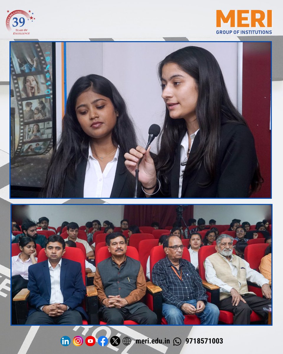 meri_college's tweet image. Day 1 of MERI Film Festival featured student short films from across India, showcasing creativity and diverse perspectives.
Insights from Chander Mohan Sharma and Dr. Mahesh Kumar Mishra added value to the session.

#MERI #FilmFestival #MediaStudies