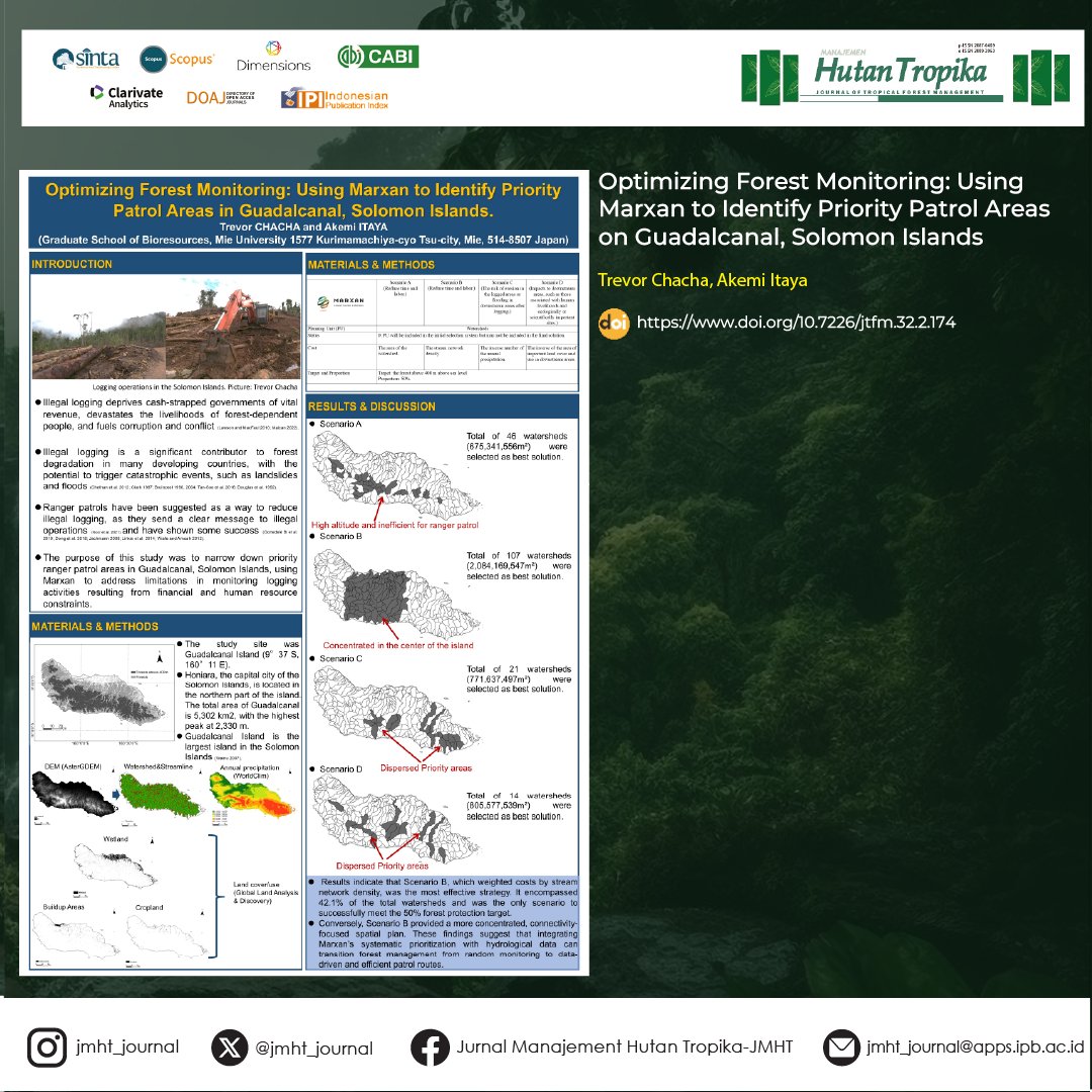 jmhtjournal's tweet photo. Dear Readers, 

we are pleased to announce the release of the Journal of Tropical Forest Management, Volume 32, Issue 2. This is the second edition in 2026

We encourage you to explore the published articles, which may serve as valuable references for you

https://t.co/5qDtyhYfrr https://t.co/J4AMKwFcRJ
