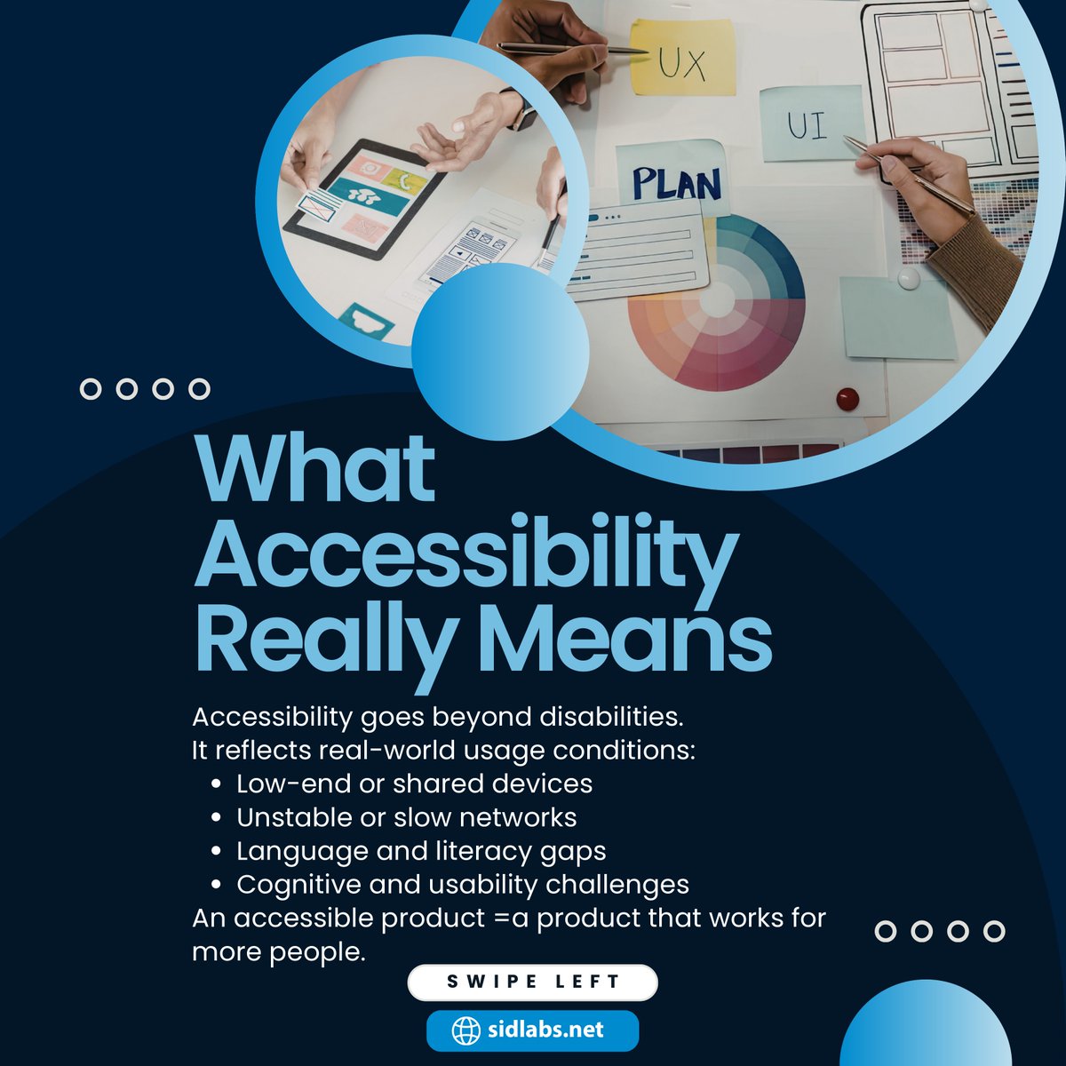 sidlabsllp's tweet image. Accessibility isn’t compliance.
It’s growth.

Design for real-world users—devices, networks, and contexts—and your market expands naturally.

Products that work for more people win.
#Accessibility #InclusiveDesign