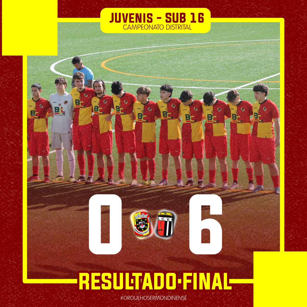 🏁 RESULTADO FINAL 💛❤️⚽️💪
.
🏆 CAMPEONATO DISTRITAL DE JUVENIS - SUB 16
.
⚽ Mondinense 🆚 Vila Real
.
.
#desde1924
#orgulhosermondinense