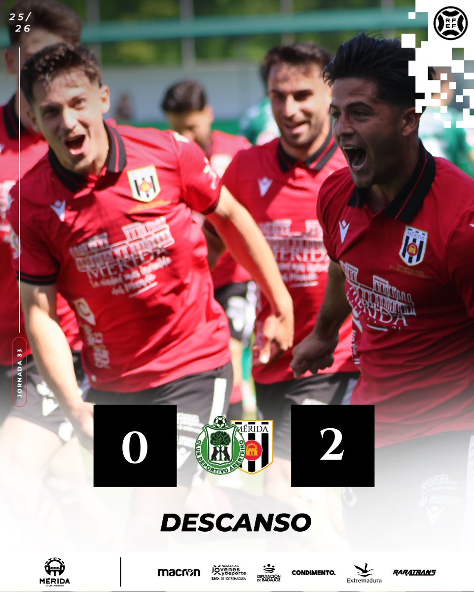 Final de la primera mitad en Espiñedo 

<a href="/CD_Arenteiro/">CD Arenteiro</a> 0-2 <a href="/Merida_AD/">A.D. Mérida</a> 

⚽️ Capi 
⚽️ <a href="/lancho_9/">Javier Rodriguez Lancho</a> 

#ArenteiroMérida