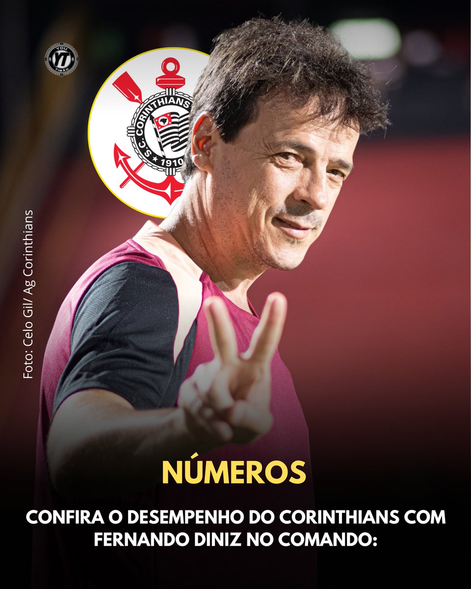 Números do Corinthians com Fernando Diniz no comando:

4 jogos
2V - 2E - 0D
66.7% aproveitamento
4 gols
0 gols sofridos
5 grandes chances
1 grande chance cedida
8.3 finalizações p/ marcar gol
46.8% posse de bola

📰: @sofascore_brasil
📸 : Celo Gil / Agência Corinthians

⚫⚪️VAI