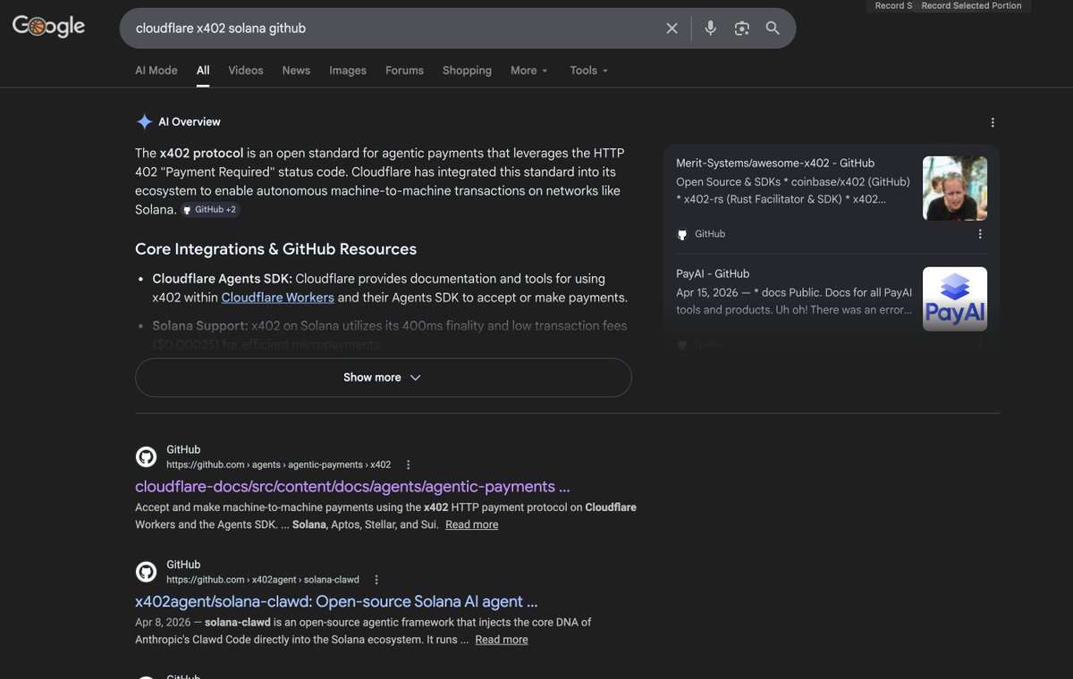 0rdlibrary's tweet photo. Went to google to see..

IF anyone on @solana was cooking @x402 @cloudflare for agents yet....

This is what I found. $clawd coded https://t.co/HsHcuI2ryF