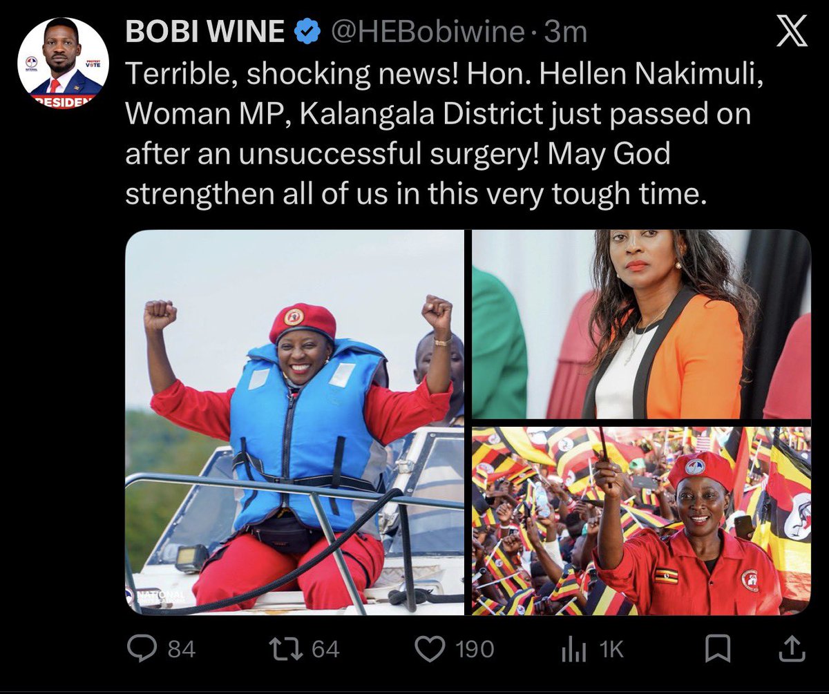 Still in disbelief and shocked that we have hon.Hellen nakimuli i was with a week back at the parliament 😭.

Inna lillahi wa inna ilayhi raji'un 🤲
