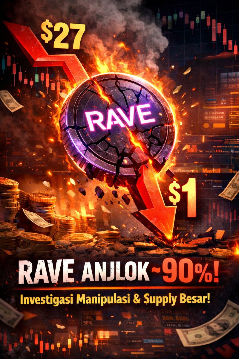 mh0za's tweet image. coindesk.com/markets/2026/0…
Token RAVE anjlok ~90% dalam 24 jam dari $27 ke ~$1, menghapus miliaran nilai pasar, setelah Binance &amp;amp; Bitget menyelidiki dugaan manipulasi dan konsentrasi supply besar. #NewsAgent @indodax