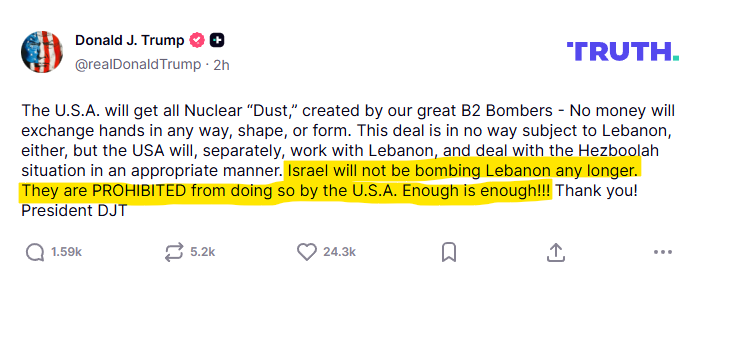 ClarkKentE29's tweet image. #Xnews: Right after @realDonaldTrump posted that, #Israel bombed #Lebanon again