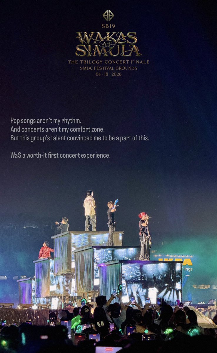 zhai_361's tweet photo. Pop songs aren't my rhythm.
And concerts aren't my comfort zone.
But this group's talent convinced me to be a part of this.
WaS a worth-it first concert experience.

Ibang klase nga sila! 👌

SB19 TrilogyConcert Finale
@SB19Official #SB19 #WakasAtSimula #SB19WaS #WaSTheFinale https://t.co/ZWnDoCLcMZ