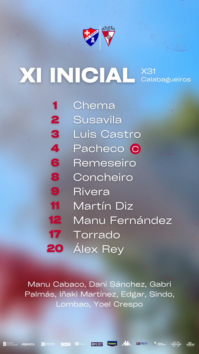 ArosaSCOficial's tweet image. 👥 | O XI desta tarde!

CD Barco - #ArosaSC 

#TerceraFederación #SempreArosa