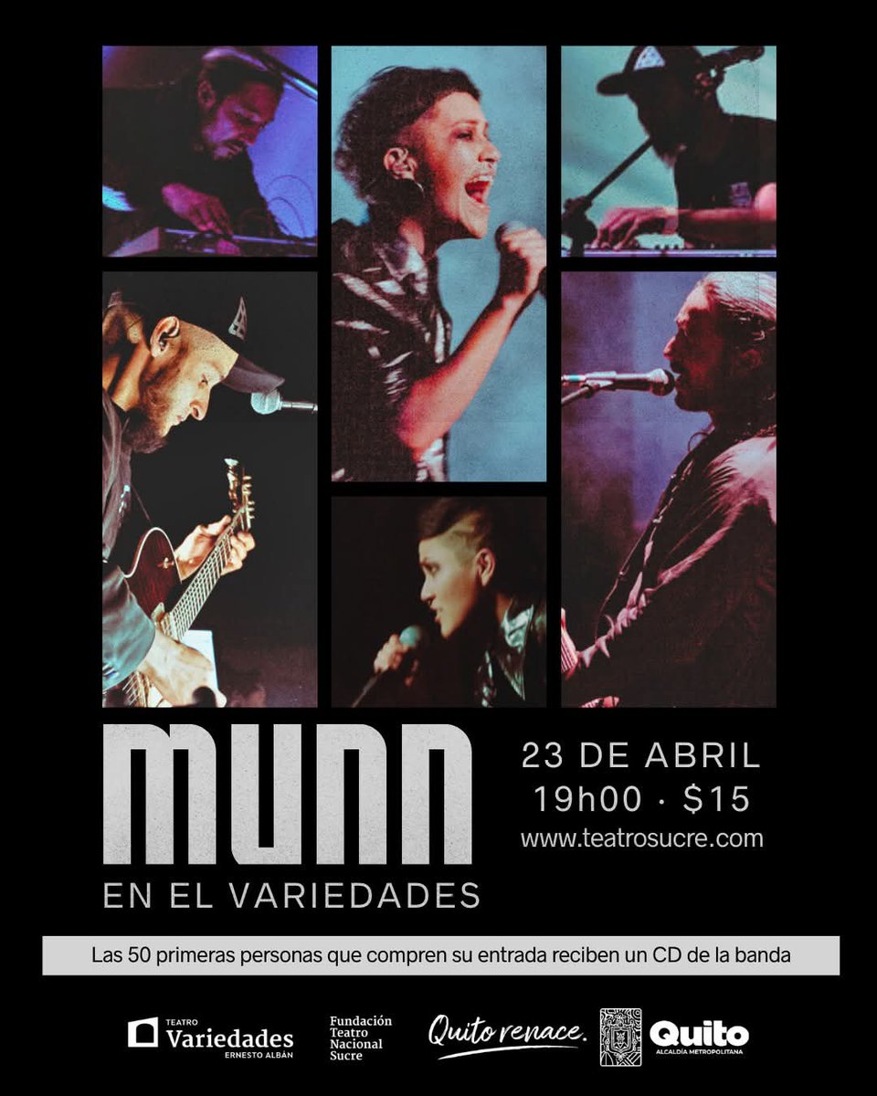 CartonRock's tweet photo. 🎶 #EscenariosQueIluminan | MUNN es una de las propuestas más innovadoras de la escena musical ecuatoriana. Con más de 15 años de trayectoria, su sonido en constante evolución, su identidad vocal única y sus letras profundas han marcado un camino propio. 🙌 

@TeatroSucreQ https://t.co/ZiqBTybN94