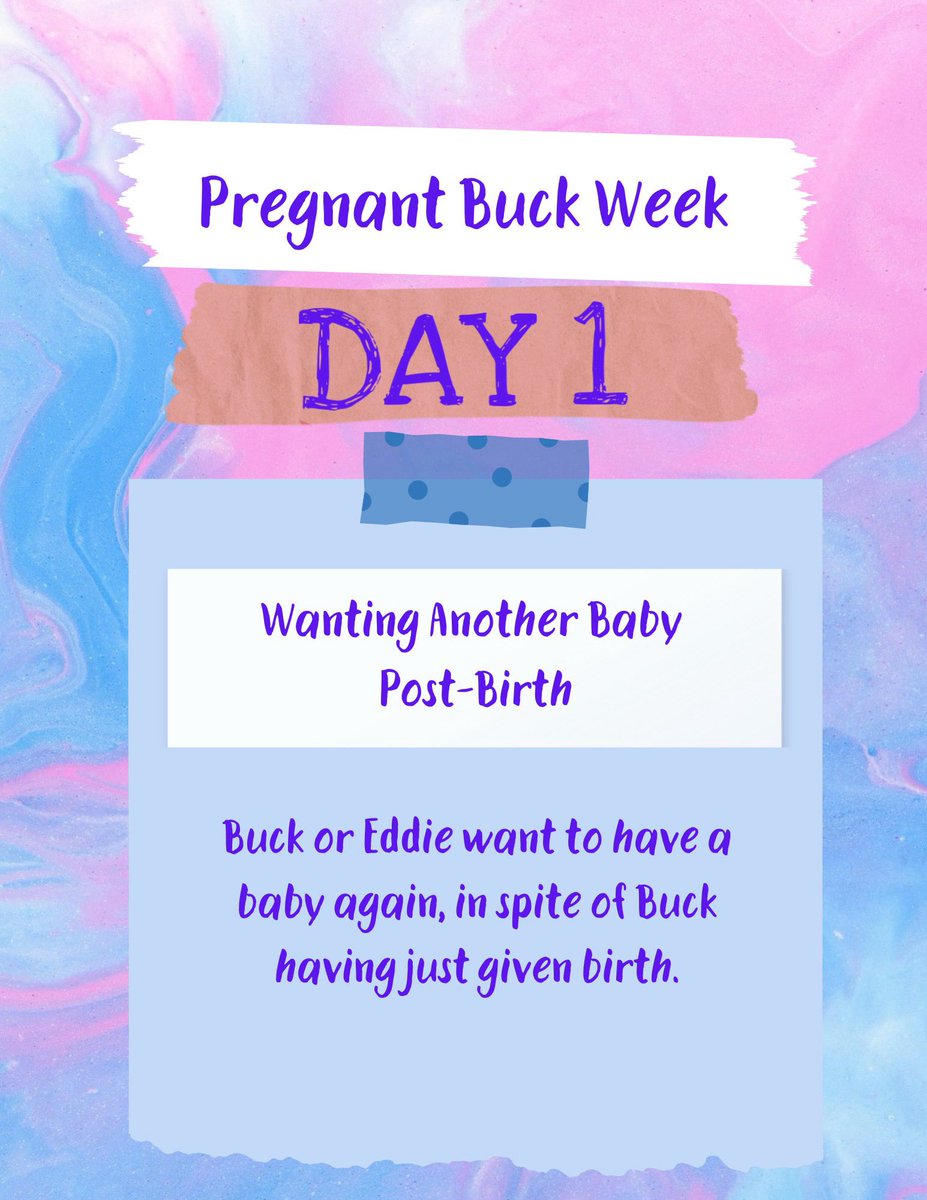 pregbuckweek's tweet photo. Pregnant Buck Week 2026 🩷🩵

DAY 1: Eddie suspects Buck is pregnant while Buck is oblivious | Wanting another baby post-birth

🐣 Post to the collection: https://t.co/E6xmSgWtHA
🐣 Post here using #KnockBuckUp2026 and/or tagging us!
🐣 Include day/prompt somewhere visible on AO3 https://t.co/BfLZ0E4g2C