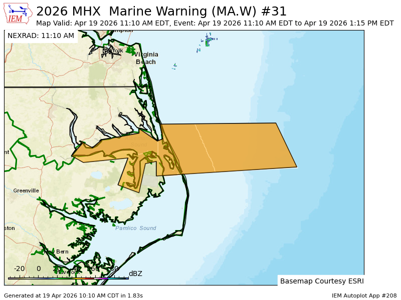 MHX issues Marine Warning [wind: >34 KTS, hail: 0.00 IN] till Apr 19, 1:15 PM EDT mesonet.agron.iastate.edu/vtec/f/2026-O-…