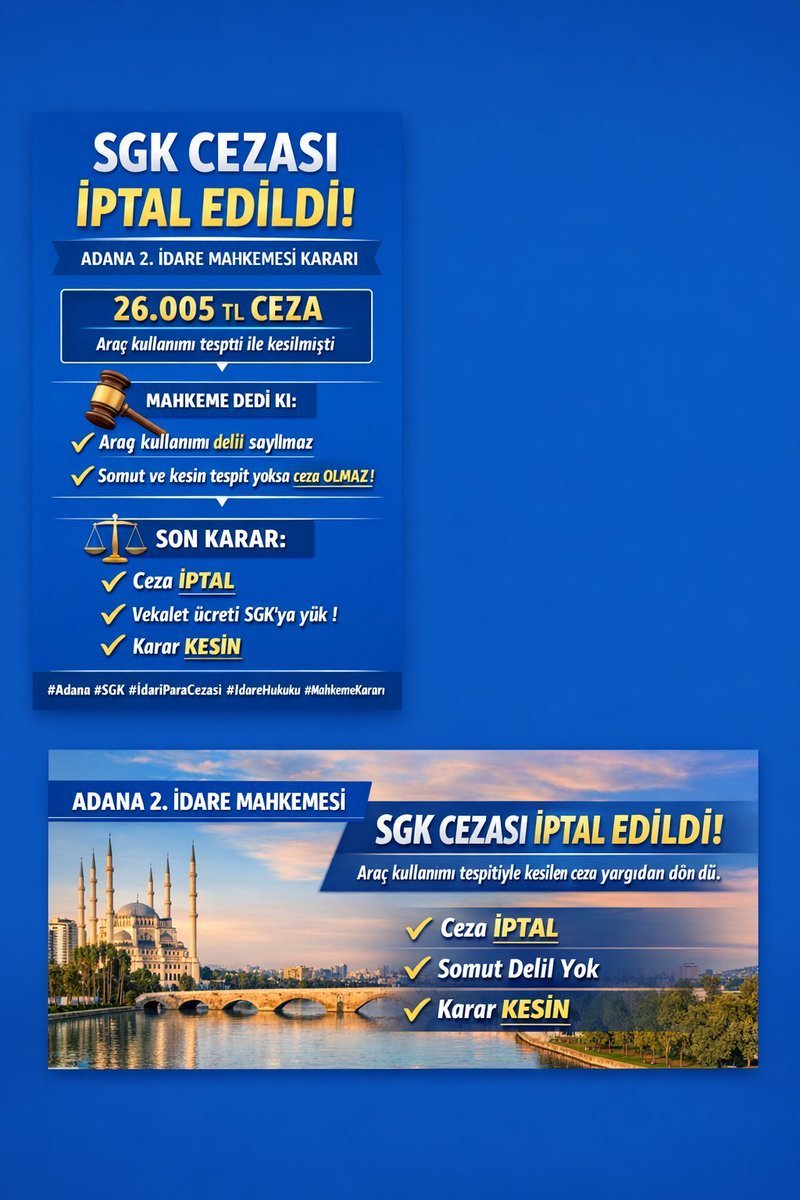 KARAR: SADECE ARAÇ KULLANIMI TESPİTİ ESAS ALINARAK SGK İŞLEM TESİS EDEMEZ!

T.C.
ADANA
2. İDARE MAHKEMESİ
ESAS NO : 2026/147
 KARAR NO : 2026/533
DAVACI : …………………

VEKİLİ : AV. AHMET ÇOLAK
DAVALI : SOSYAL GÜVENLİK KURUMU BAŞKANLIĞI

VEKİLİ : AV. SALİH VURUCUBAŞ

DAVANIN