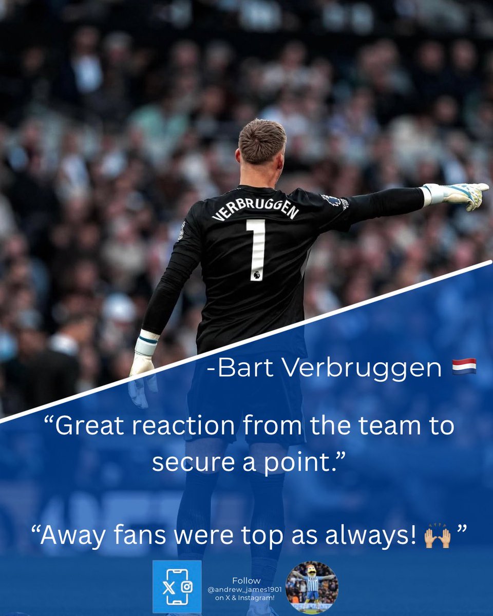 AndrewJames1901's tweet image. Bart Verbruggen speaking on Instagram after yesterday’s game! 🗣️💙🤍

#Brighton #BHAFC