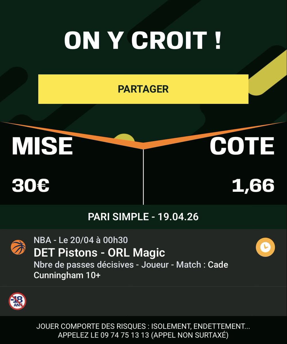 SknurtBetting's tweet image. 🗓️ 19/04 - #NBA Playoffs Pick #3 :

🎯 Cunningham +9,5 passes @ 1,66 | 1,5%

Cut passé 3/3 vs ORL cette saison. Je le vois s’appuyer sur son jeu de passe pour revenir doucement suite à son récent pneumothorax.

👉 RT♻️ si tu suis &amp;amp; ❤️ si tu soutiens ! GL 🍀
