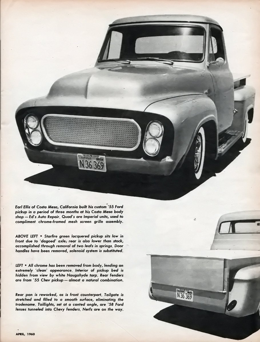 Nisseboxx's tweet image. 𝙿𝙴𝚁𝚂𝙾𝙽𝙰𝙱𝙻𝙴 𝙿𝙸𝙲𝙺𝚄𝙿

Car Craft -1960 April  #ford #pickup #custom #CostaMesa #California