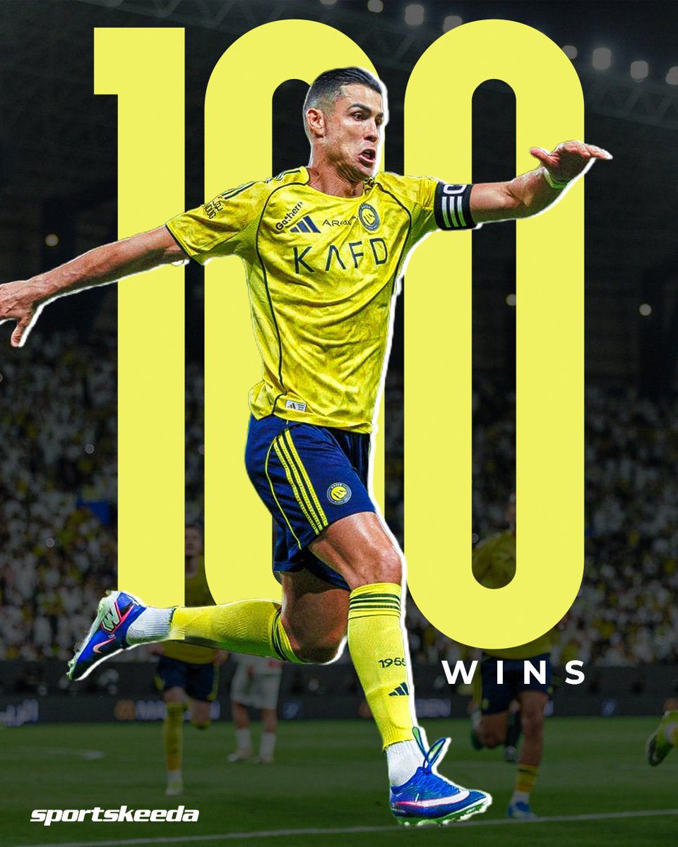 skworldfootball's tweet image. Cristiano Ronaldo brings up 100 wins for Al-Nassr in all competitions in just 141 games. 💯💛💙🤩

#CristianoRonaldo #AlNassr #GOAT