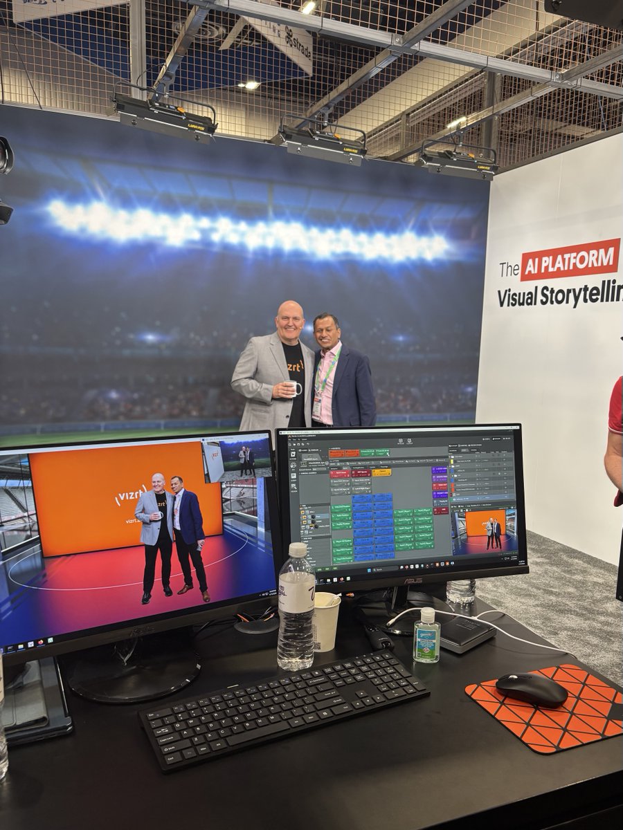 vizrt's tweet photo. It’s showtime at #NAB2026 🎥
 
At Booth #N2161 it's all about how teams can create more at scale without adding complexity. 

The Vizrt AI Keyer has been right at the centre. It lets you create virtual environments from anywhere, without needing a green screen. See it live 🔥 https://t.co/f8gdw6syHu