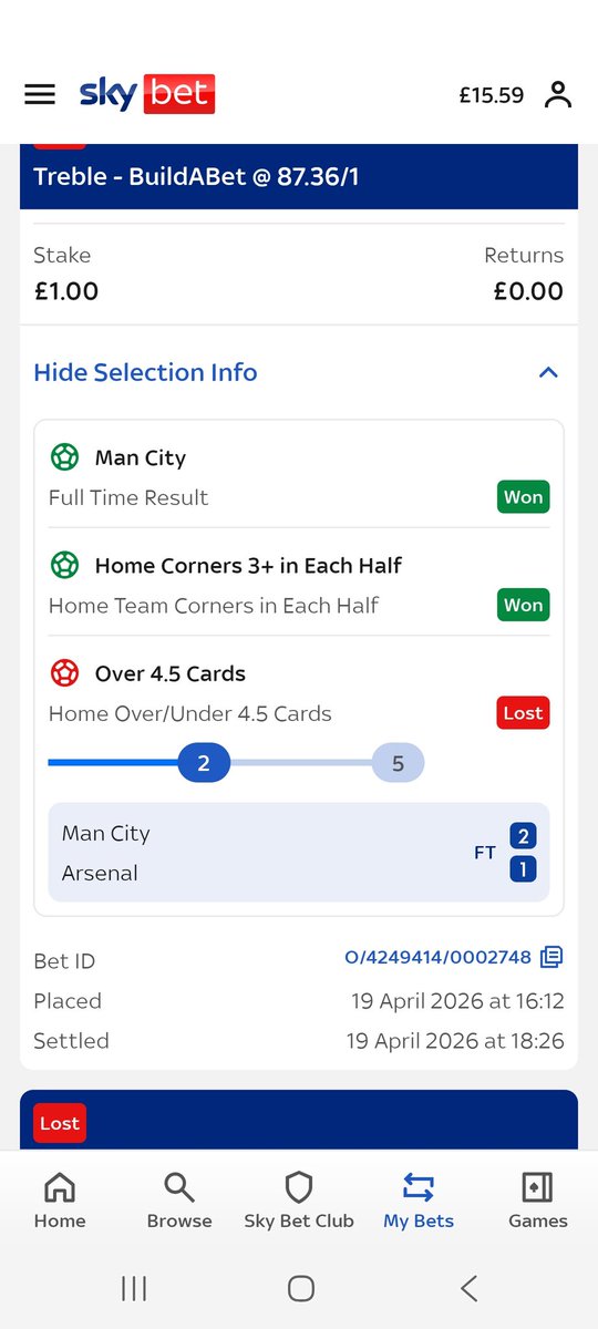ballerblue84's tweet photo. @SkyBet this bet was settled incorrectly? There were 5 cards in this game. Ive been waiting on the chat and had to start again 3 times! https://t.co/HnCMj7r6Vp