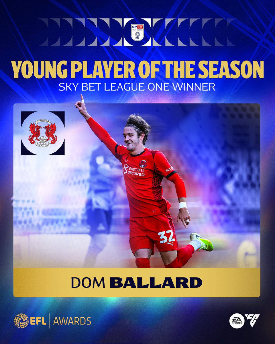 SkyBetLeagueOne's tweet image. 🏆 Introducing the @EASPORTSFC #SkyBetLeagueOne Young Player of the Season, @leytonorientfc's Dom Ballard! 👏

Watch the #EFLAwards LIVE on @SkyFootball or here: efl.com/news/2026/apri… 📺

#EFL
