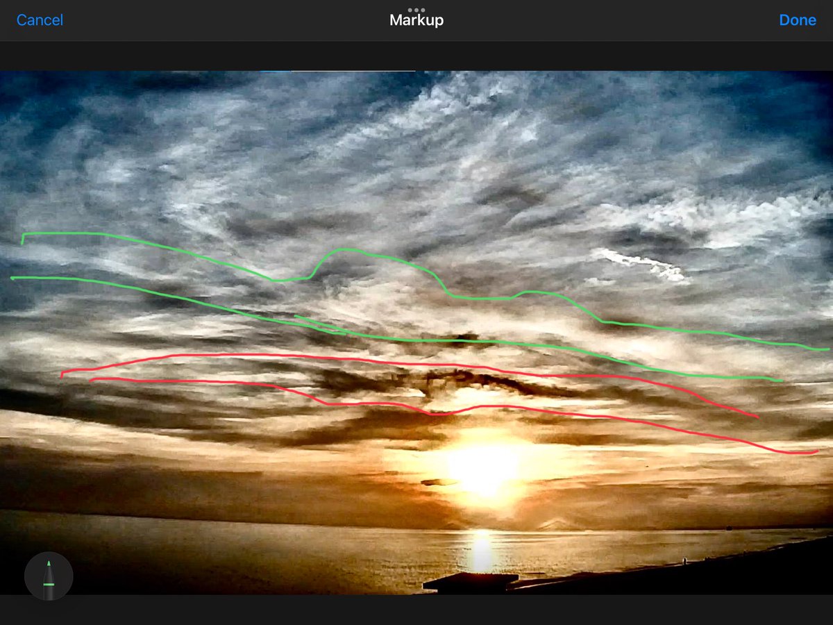 IonisedSkyWatch's tweet image. Hey Carla let me point out a couple of important aspects of your pic 👀👀👀 the dark parts marked in red originated from the green circled part above! They are the smouldering spent particles that were just fried above for #5G #6G data beams to glide through!
