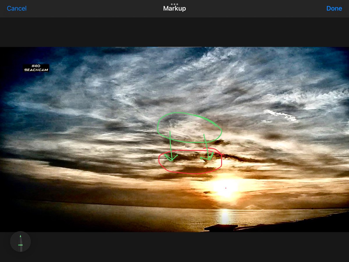 IonisedSkyWatch's tweet image. Hey Carla let me point out a couple of important aspects of your pic 👀👀👀 the dark parts marked in red originated from the green circled part above! They are the smouldering spent particles that were just fried above for #5G #6G data beams to glide through!