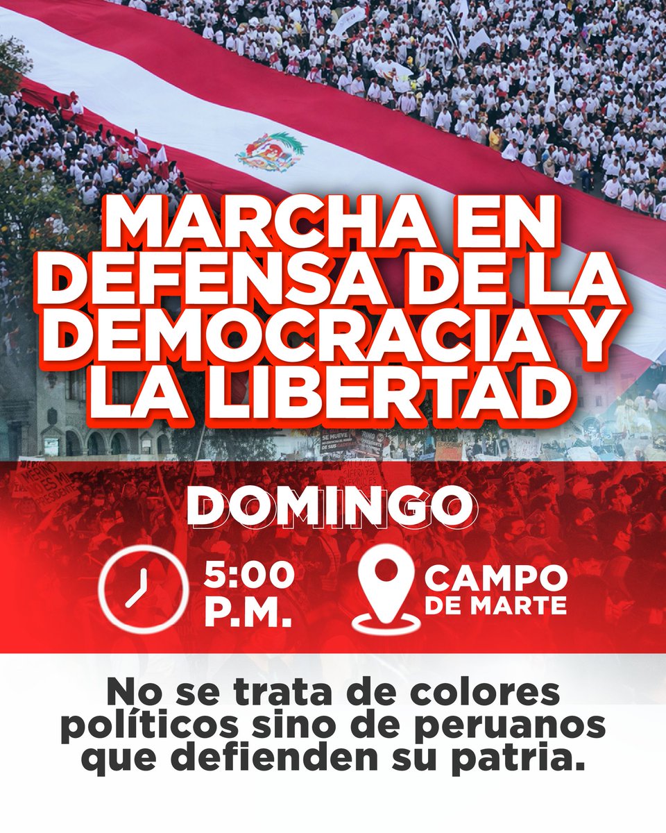 ¡Nos encontramos en un momento!🇵🇪💪🏻
#MarchaPorLaDemocracia