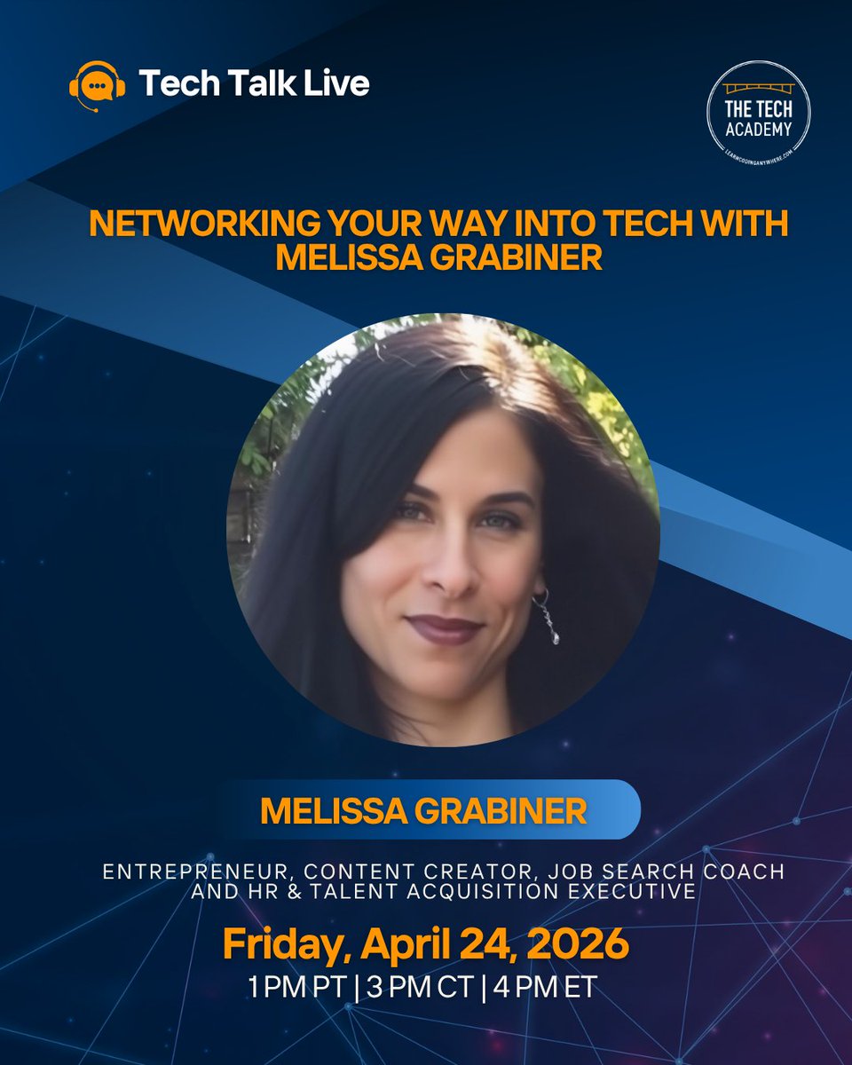 TheTechAcad's tweet image. Breaking into tech takes more than just technical skills—it takes the right connections. 🤝💻

🎟️ Save your spot today: bit.ly/4t7AnP0

#techtalk  #thetechacademy #onlinecodingbootcamp #techjob #softwaredeveloper #computerprogrammer #learncoding #jonhunt #webinar