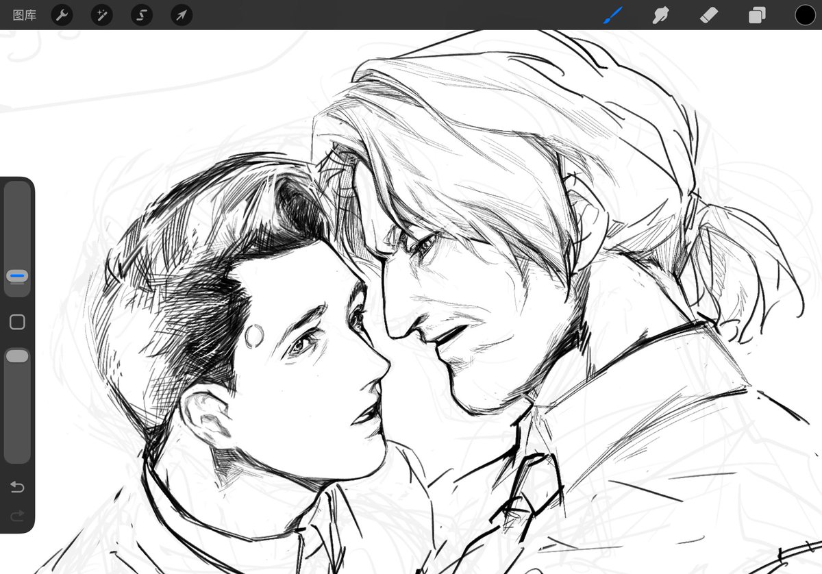 watheistw_'s tweet photo. wip？？？当我意识到被产美丽的两张脸霸凌的时候我已经在哭了，我不要画了两个人都长那么好看干嘛我一直在哭啊啊啊啊啊啊啊啊啊啊啊 https://t.co/QhwbUz51fS