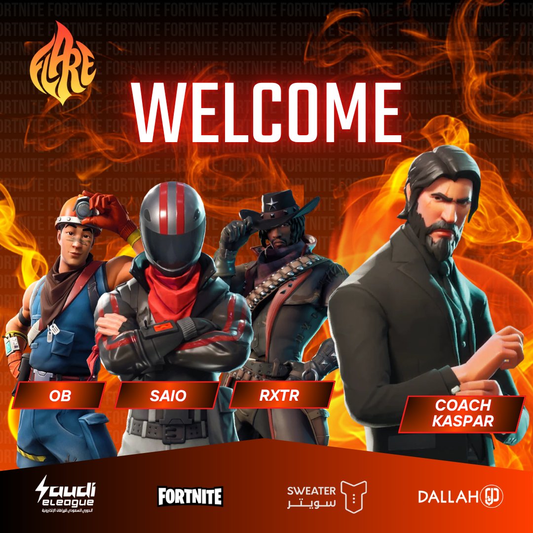FlareEsportsKSA's tweet photo. النار ما تمزح.. 🔥 انضمام @ob_fnn, @SaioFnn, @lilRxtr بقيادة الكوتش @kasprf. الساحة لنا و (Victory Royale) طريقنا!
#FLARE | #FlareOnTop | #Fortnite https://t.co/gc4ouIh1Vw
