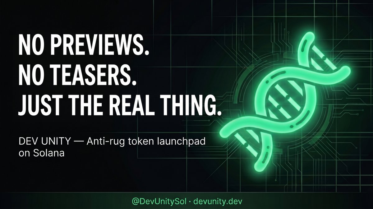 DevUnitySol's tweet image. Tests in progress. Every day we get closer to the demo.
No previews. No teasers. Just the real thing — coming soon.
🧬 devunity.dev
#Solana #DeFi #Web3 #CryptoSecurity #DEVunity #Memecoin #TokenLaunch