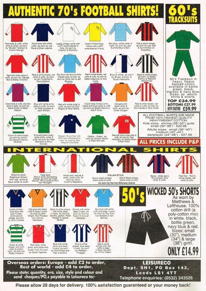 footballmemorys's tweet image. Advertisment for Replica Shirts

#LeisureCo #Kits #Ads