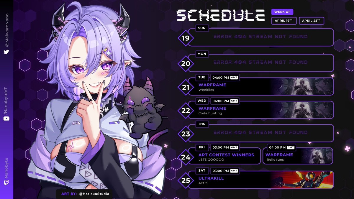 NanobyteVT's tweet photo. I'm thinking I should maybe start sharing my schedule posts here too 🙂‍↕️

Catch the malware live at https://t.co/Ju713At6cR 💜 https://t.co/QQ2sSHrAob