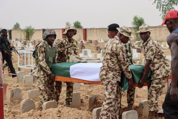 General Braimah &amp; our fallen heroes of Operation Hadin Kai have been laid to rest

BAT did not attend. Shettima &amp; ten APC governors were in a wedding in Borno. None of them attended the funeral of the General &amp; men who laid down their lives for Nigeria

Politics is a game abi? 🕊️