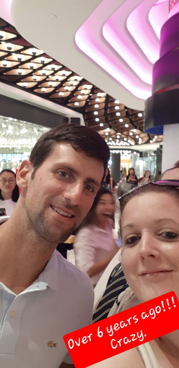 This popped up on my memory feed. Over 6 years ago 😲 and my body was all over the place with about 36 hours of travelling to Melbourne so decided to check in to my apartment, shower and take a walk and look who I bumped in to!!! Madness. What a memory <a href="/DjokerNole/">Novak Djokovic</a> 😍🥰🙏
