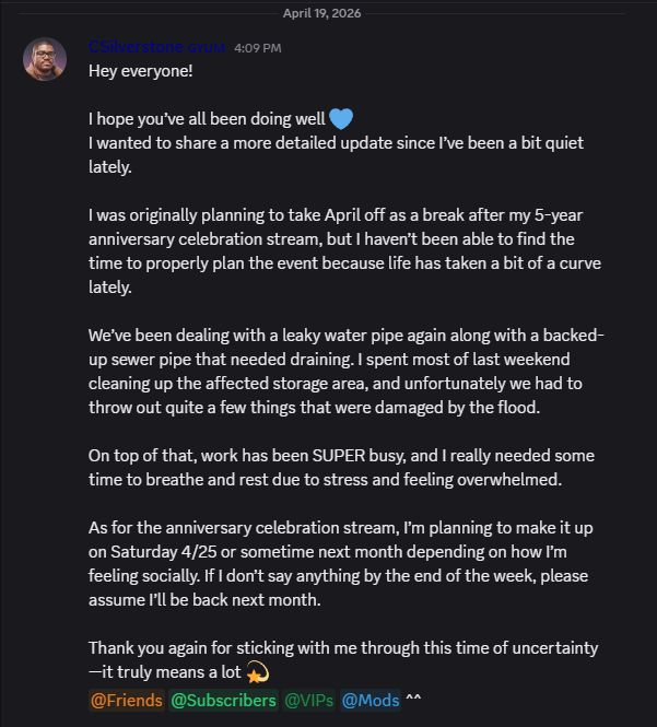 CSilverstone95's tweet image. Life update below 💙 
Hope to see you all sooner or later!
EDIT: My mom, my sister, and I have spent most of last weekend cleaning up

@BloomixStudio 
#TwitchStreamers #Autism #Guyana