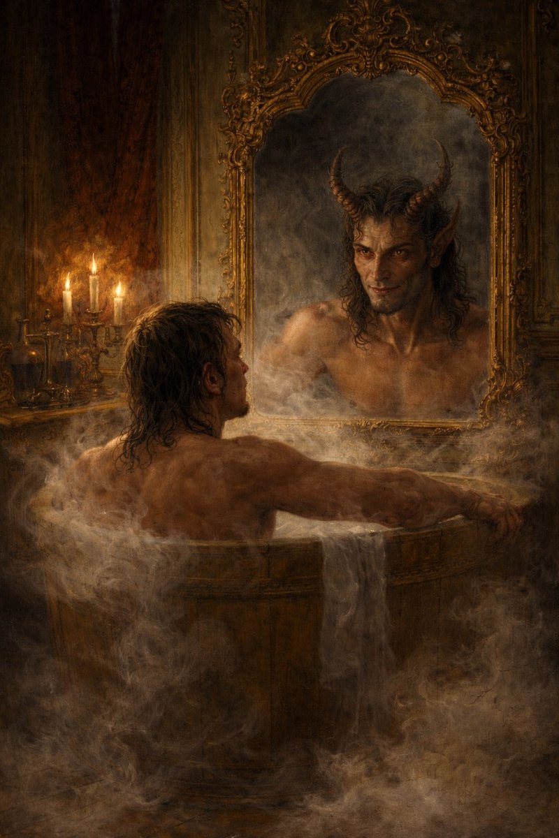 LioraCorax's tweet image. The mirror did not lie.

It smiled back —
beautiful,
untouched,
unchallenged.

Only the eyes had changed.

Red.
Inviting.

What felt like freedom
was only repetition.

What felt like desire
was only hunger.

— Liora Corax

#CamelliaInTheSnow #Temptation #SoulAndShadow