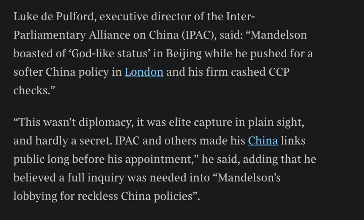 lukedepulford's tweet image. #NEW Chinese firm linked to Mandelson *accused of stealing intellectual property* from a US biotech company. 

My quote below. 

Full piece: thetimes.com/uk/politics/ar…