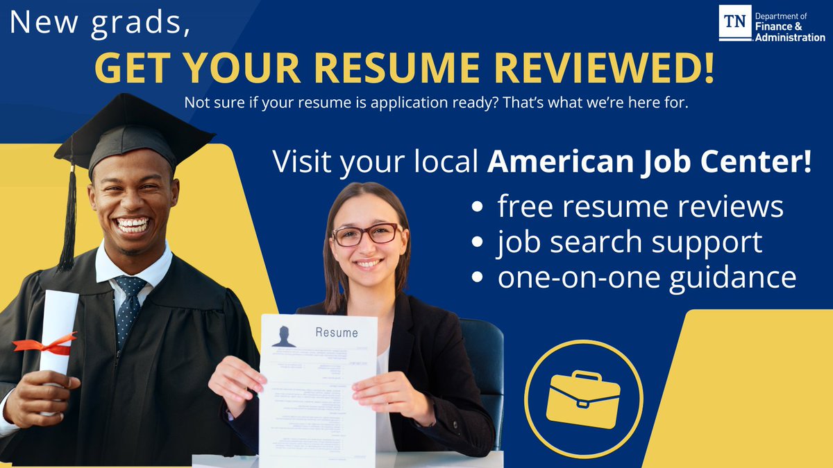 TNDeptofFandA's tweet image. 🎓New grads! You’ve put in the work, now let’s make sure your resume actually reflects it.

Visit your local American Job Center and get real support from people who know what employers are looking for. 🔗 Learn more at: tn.gov/workforce/jobs…

#ResumeHelp #NewGrads