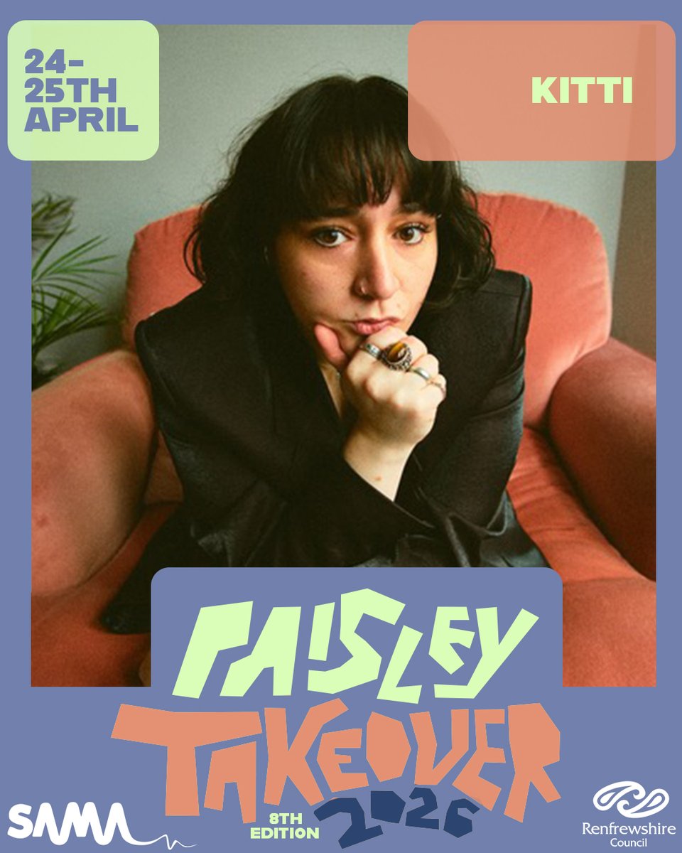 OfficialSAMA's tweet photo. Full programme for SAMA #Paisley Takeover 2026 this weekend + latest updates including Kitti joining the lineup 🔥

https://t.co/GWMYlMhgHb 

@WhatsOnRen @BungalowPaisley @PaisleyArts @weareoneren @UniWestScotland https://t.co/Jw2mvvW7cu