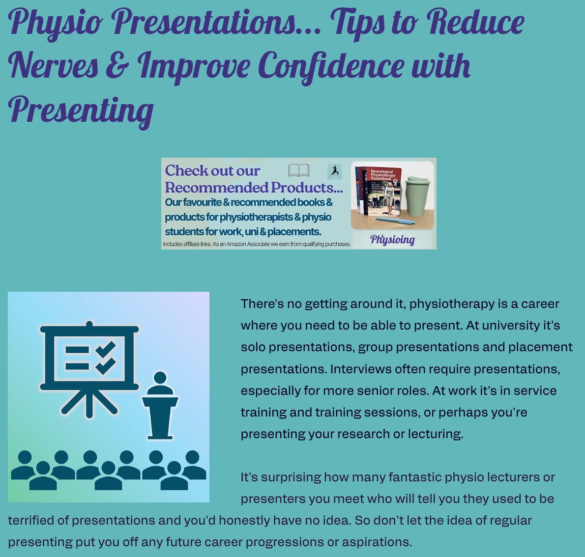 physioingUK's tweet image. New Blog on reducing presentation nerves &amp;amp; improving confidence physioing.co.uk/blog
#Physio #Physiotherapy #Physiostudent #Physiotherapystudent