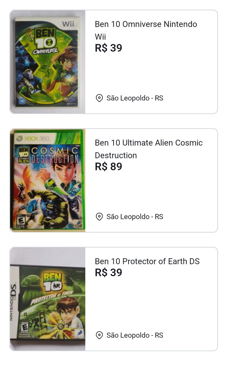 Ele tem uns jogos de ben 10 baratinhos tbm, compraria pra colecionar se tivesse mais dinheiro