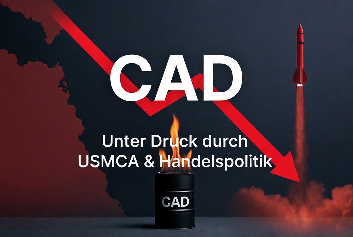 mxm_fn's tweet photo. 🇨🇦 CAD Analyse für Trader: 

🚨 Die Eskalation in der Straße von Hormuz stützte die Ölpreise und gab dem CAD zeitweise Auftrieb, während protektionistische Drohungen der US-Administration bezüglich des USMCA-Abkommens und schwache heimische Daten die Währung belasteten.

📅 Kurzer Wochen-Recap:
Die Entwicklung war eng an die Energiepreise gekoppelt: Die US-Seeblockade und Hormuz-Schließung trieben Brent über 100 USD und stützten den CAD zunächst.
Diese Gewinne wurden jedoch durch aggressive Äußerungen von US-Handelsminister Lutnick zur Überprüfung des USMCA-Abkommens geschmälert.
Schwache Baubeginne und Baugenehmigungen signalisierten eine Abkühlung im Immobiliensektor, während der Wahlsieg von PM Carney etwas fiskalpolitische Stabilität brachte.

📈 Was den CAD stützt:
•  Hohe Ölpreise durch die Hormuz-Blockade verbessern die Terms of Trade.
•  Starker Canadian Business Barometer (58,5 Punkte).
•  Politische Klarheit durch den klaren Wahlsieg von PM Carney und die angekündigte Senkung der Kraftstoffsteuer.

⚖️ Belastende Faktoren:
•  Handelspolitische Drohungen der USA: Lutnick kündigt Überprüfung/Rückabwicklung von USMCA-Vorteilen an.
•  Schwäche am Wohnungsmarkt: Baubeginne deutlich unter Prognose, Baugenehmigungen -8,4%.
•  USMCA-Regelverschärfung bei Stahl-Ursprungsregeln belastet die kanadische Industrie.
•  Relative Zinsdynamik: Druck auf die BoC durch schwächere heimische Daten bei restriktiver Fed.

📊 Gesamtbild:
Trotz der Unterstützung durch hohe Ölpreise wiegen die handelspolitischen Drohungen aus Washington und die Abkühlung im Bausektor derzeit schwerer. Der CAD entkoppelt sich zunehmend von der Ölpreisentwicklung.

🔮 Ausblick nächste Woche:
Der Fokus liegt auf der Fortsetzung der USMCA-Gespräche in Mexiko. 
Kanada muss die protektionistische Rhetorik entschärfen.
Sollten die Drohungen konkreter werden, ist mit einer weiteren Entkoppelung des CAD vom Ölpreis zu rechnen.

Zudem wird die Umsetzung der Kraftstoffsteuersenkung auf ihre Wirkung auf Inflationserwartungen beobachtet.
Die Hormuz-Blockade bleibt der zentrale exogene Risikofaktor für die Volatilität.